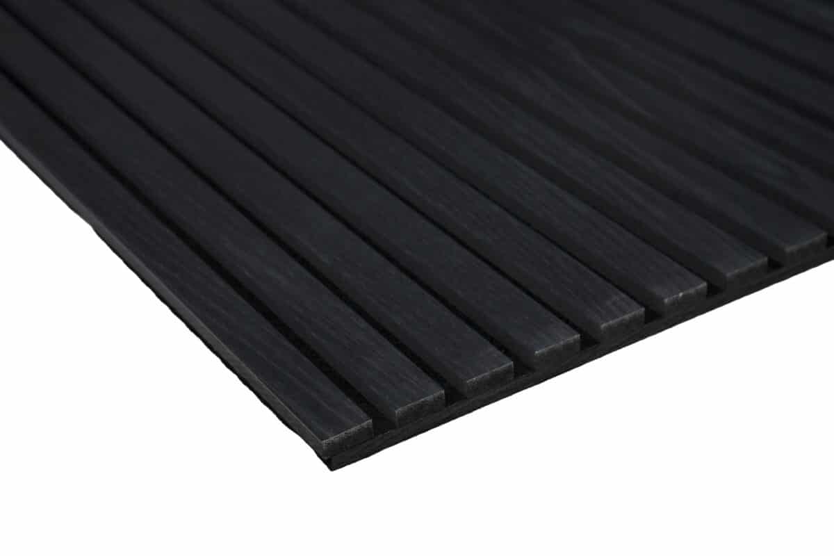 SAMPLE TEAKHOUT - Akoestische Panelen Hout Teak Eiken Met Zwart Vilt SAMPLE TEAKHOUT - Akoestische Panelen Hout Teak Eiken Met Zwart Vilt