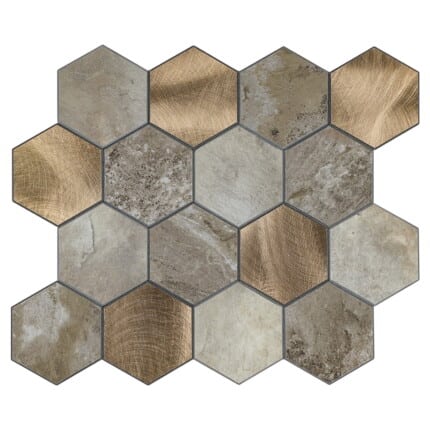 Zelfklevende Mozaiek Hexagon steenstrips Beige Large 25.5x29.2 ASR 15HGBV73