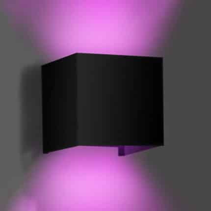 led wandlamp up down 9w smart wifi rgbw instelbare stralingshoek kubus zwart voor buiten en binnen waterdicht ip65 new